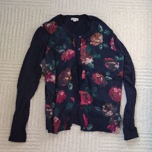 Merona Navy Floral Cardigan